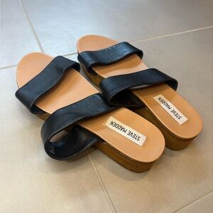 Steve Madden Black and Tan Women's Sandals